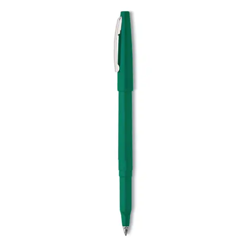 Pentel® Rolling Writer Rollerball Pen, Medium 0.8 mm, Green Ink, Green Barrel, Dozen