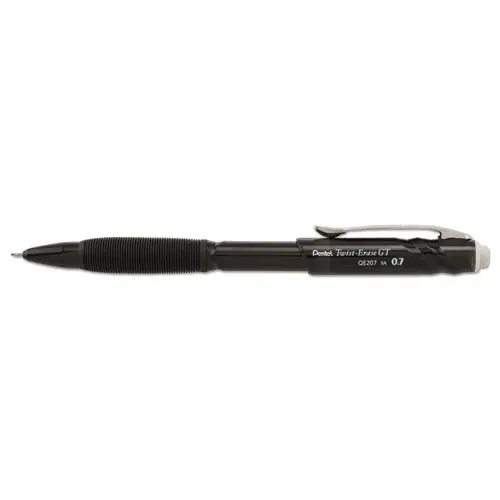 Pentel® Twist-Erase GT Mechanical Pencil, 0.7 mm, HB (#2), Black Lead, Black Barrel
