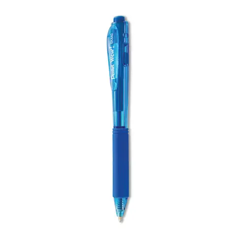 Pentel® WOW! Ballpoint Pen, Retractable, Medium, 1 mm, Blue Ink, Translucent Blue/Blue Barrel, Dozen