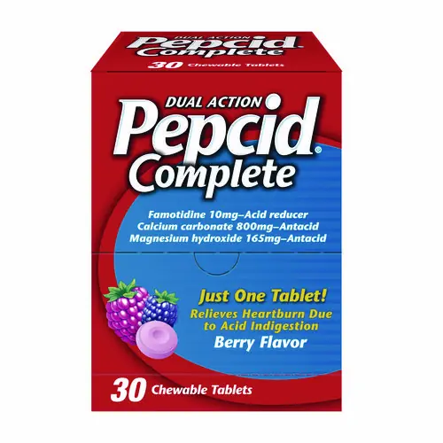 Pepcid® Complete Dual-Action Antacid, Berry Flavor, 30/Box
