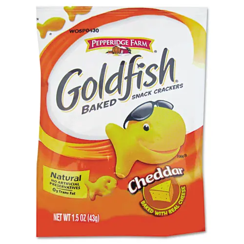 Pepperidge Farm® Goldfish Crackers, Cheddar, 1.5 oz Single-Serve Bags, 72/Carton