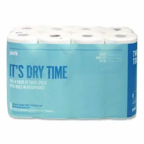 Perk™ Choose-A-Size Kitchen Roll Paper Towels, 2-Ply, White, 116 Sheets per Roll, 8 Rolls per Pack