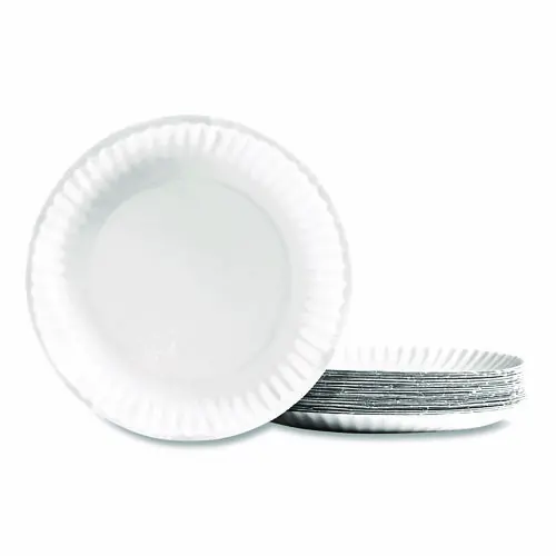 Perk™ Economy Paper Plates, 9" dia, White, 100/Pack
