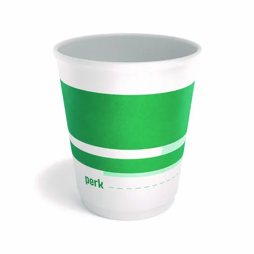 Perk™ Insulated Paper Cup, 10 oz, White/Teal, 40/Pack
