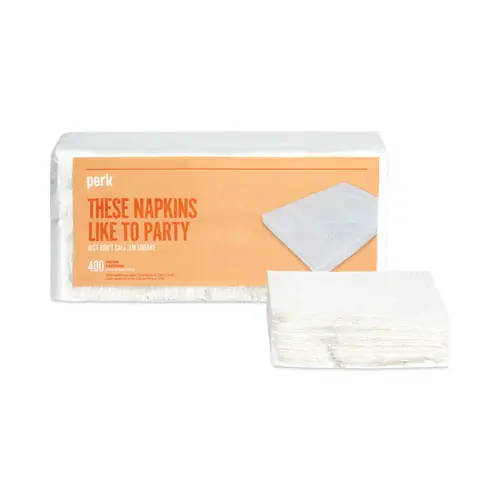 Perk™ Luncheon Napkins, Embossed, 1-Ply, 10 x 13, White, 400/Pack