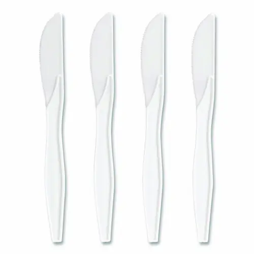 Perk™ Mediumweight Plastic Cutlery, Knife, White, 1,000/Pack
