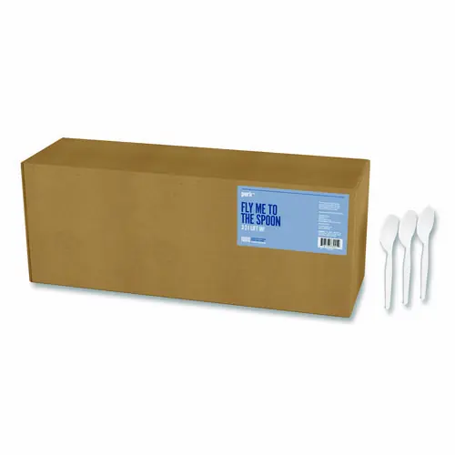 Perk™ Mediumweight Plastic Cutlery, Spoon, White, 1,000/Pack