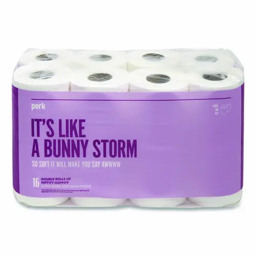 Perk™ Ultra Soft 2-Ply Standard Toilet Paper, Septic Safe, White, 16 Rolls/Pack