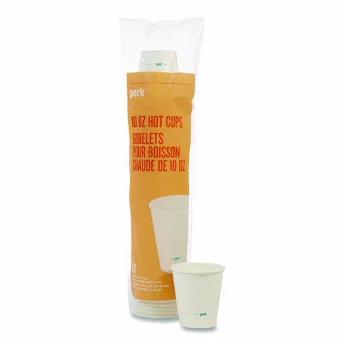 Perk™ White Paper Hot Cups, 10 oz, 50/Pack