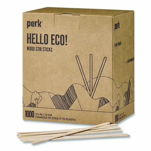 Perk™ Wood Stirrer, 5.5", 1,000/Pack