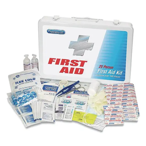 PhysiciansCare® by First Aid Only® First Aid Kit, 125 Pieces, Metal Case, Serves Up to 25 People