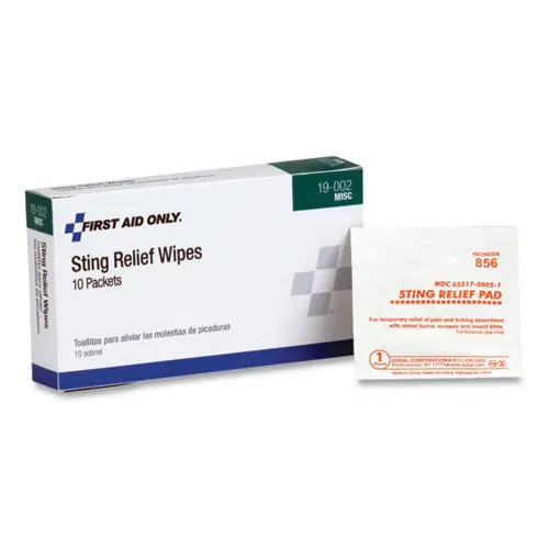 PhysiciansCare® by First Aid Only® First Aid Sting Relief Pads, 10/Box