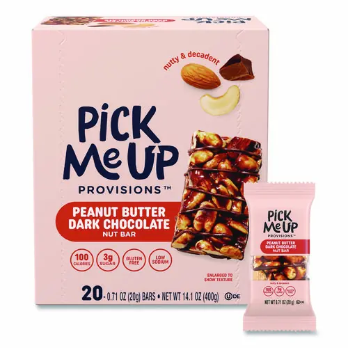 Pick Me Up Provisions™ Nut Bars, Peanut Butter Dark Chocolate, 0.7 oz Bar, 20/Box