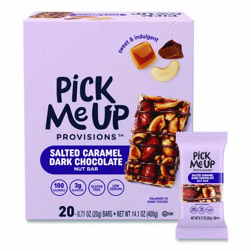 Pick Me Up Provisions™ Nut Bars, Salted Caramel Dark Chocolate, 0.7 oz Bar, 20/Box