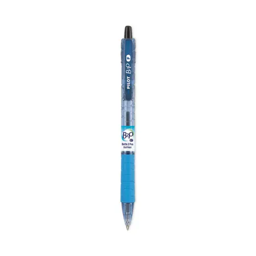 Pilot® B2P Bottle-2-Pen Recycled Ballpoint Pen, Retractable, Fine Point, 0.7 mm, Black Ink, Translucent Blue Barrel, Dozen