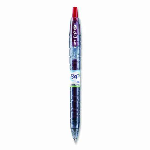Pilot® B2P Bottle-2-Pen Recycled Ballpoint Pen, Retractable, Fine 0.7 mm, Red Ink, Translucent Blue Barrel, Dozen