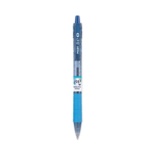 Pilot® B2P Bottle-2-Pen Recycled Ballpoint Pen, Retractable, Medium Point, 1 mm, Blue Ink, Translucent Blue Barrel, Dozen