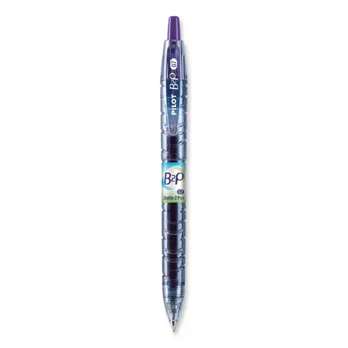 Pilot® B2P Bottle-2-Pen Recycled Gel Pen, Retractable, Fine Point, 0.7 mm, Purple Ink, Translucent Blue Barrel