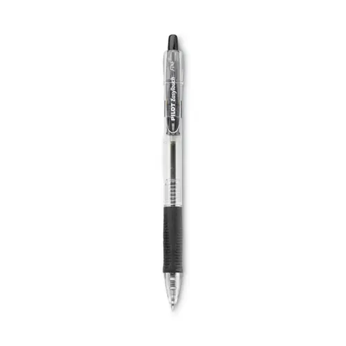 Pilot® EasyTouch Ballpoint Pen, Retractable, Fine 0.7 mm, Black Ink, Clear Barrel, Dozen