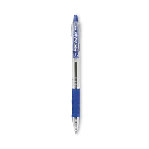 Pilot® EasyTouch Ballpoint Pen, Retractable, Fine 0.7 mm, Blue Ink, Clear Barrel, Dozen