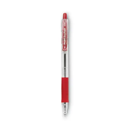 Pilot® EasyTouch Ballpoint Pen, Retractable, Fine 0.7 mm, Red Ink, Clear Barrel, Dozen
