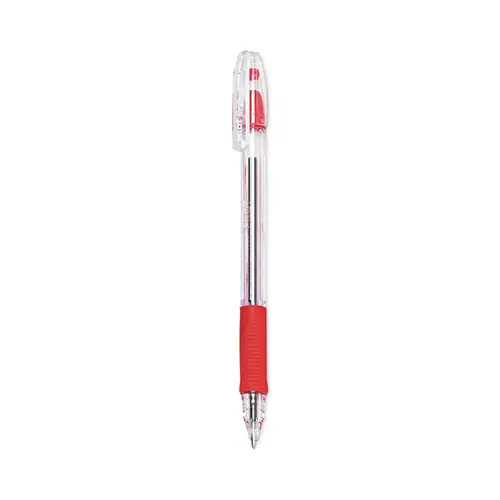 Pilot® EasyTouch Ballpoint Pen, Fine Point, 0.7 mm, Red Ink, Clear/Red Barrel, Dozen