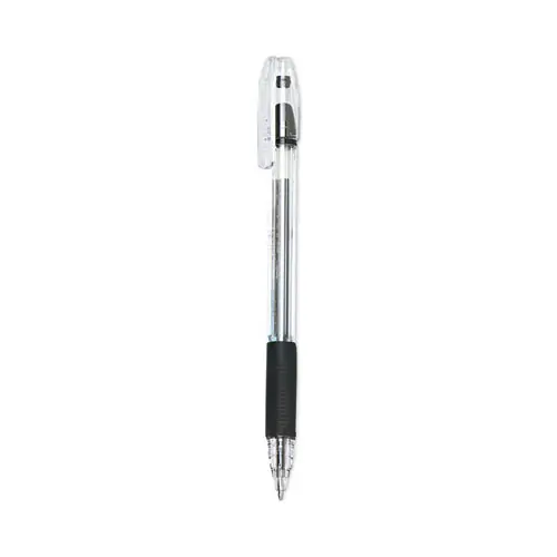 Pilot® EasyTouch Ballpoint Pen, Stick, Medium 1 mm, Black Ink, Clear/Black Barrel, Dozen