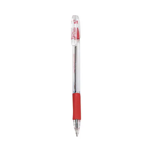 Pilot® EasyTouch Ballpoint Pen, Stick, Medium 1 mm, Red Ink, Clear/Red Barrel, Dozen