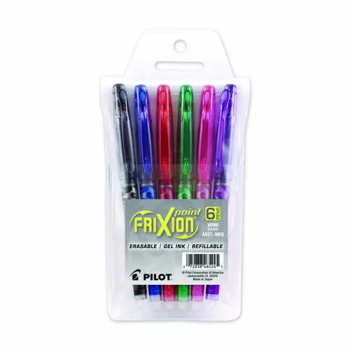 Pilot® FriXion Ball Erasable Gel Pen, Stick, Extra-Fine 0.5 mm, Assorted Ink and Barrel Colors, 6/Pack