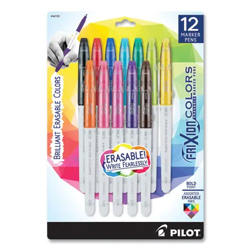 Pilot® FriXion Colors Erasable Porous Point Pen, Bold 2.5 mm, Assorted Ink & Barrel Colors, 12/Pack