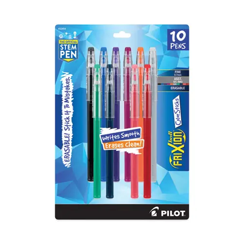 Pilot® FriXion ColorSticks Erasable Gel Pen, Fine 0.7 mm, Assorted Colors, 10 Pack
