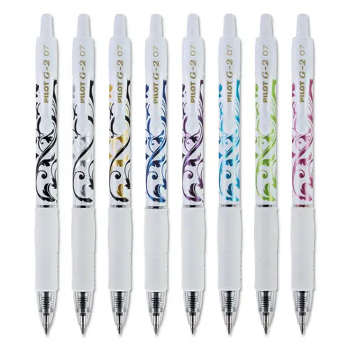 Pilot® G2 Fashion Premium Gel Pen, Retractable, Fine 0.7 mm, Assorted Ink and Barrel Colors, 5/Pack