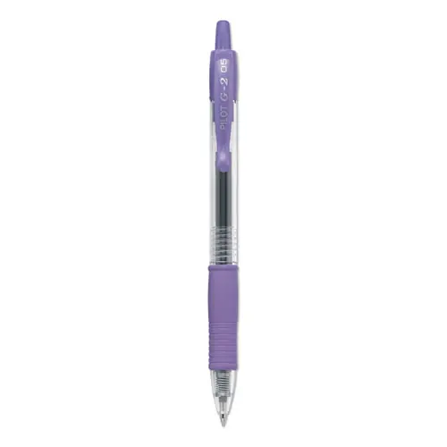 Pilot® G2 Premium Gel Pen, Retractable, Extra-Fine 0.5 mm, Purple Ink, Smoke/Purple Barrel, Dozen