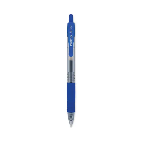 Pilot® G2 Premium Gel Pen, Retractable, Fine 0.7 mm, Blue Ink, Smoke/Blue Barrel, 12/Pack