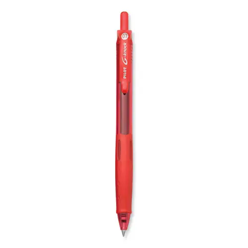 Pilot® G-Knock BeGreen Gel Pen, Retractable, Fine 0.7 mm, Red Ink, Translucent Red/Red Barrel, Dozen