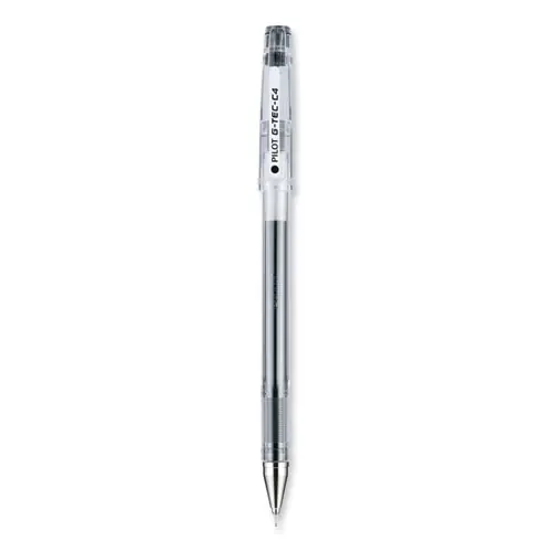 Pilot® G-TEC-C Ultra Gel Pen, Ultra-Fine 0.4 mm, Black Ink, Clear/Black Barrel, Dozen