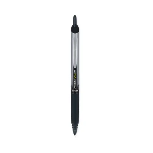 Pilot® Precise V10RT Rollerball Pen, Retractable, Bold 1 mm, Black Ink, Black Barrel, Dozen
