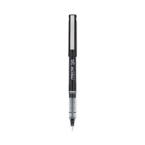 Pilot® Precise V5 Rollerball Pen, Extra-Fine 0.5 mm, Black Ink, Black/Clear Barrel, Dozen