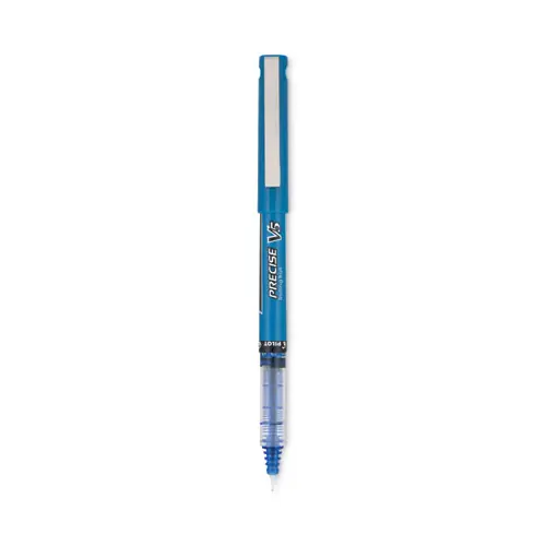 Pilot® Precise V5 Rollerball Pen, Extra-Fine 0.5 mm, Blue Ink, Blue/Clear Barrel, Dozen