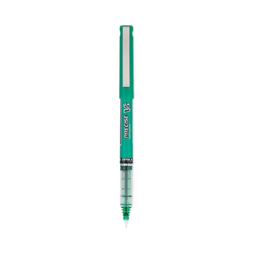 Pilot® Precise V5 Rollerball Pen, Extra-Fine 0.5 mm, Green Ink, Green/Clear Barrel, Dozen