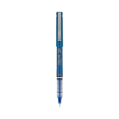 Pilot® Precise V7 Rollerball Pen, Fine Point, 0.7 mm, Blue Ink, Blue/Clear Barrel, Dozen