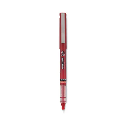 Pilot® Precise V7 Rollerball Pen, Fine Point, 0.7 mm, Red Ink, Red/Clear Barrel, Dozen