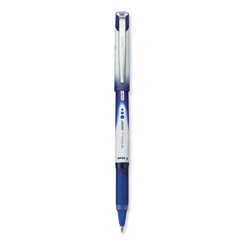 Pilot® VBall Grip Liquid Ink Rollerball Pen, Extra-Fine 0.5 mm, Blue Ink, Blue/White Barrel, Dozen