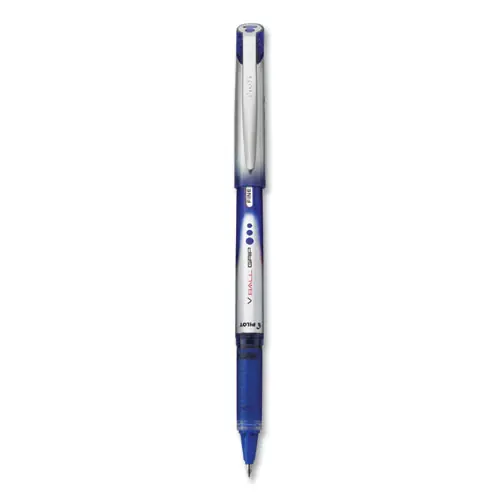 Pilot® VBall Grip Liquid Ink Rollerball Pen, Fine Point, 0.7 mm, Blue Ink, Blue/Silver Barrel, Dozen