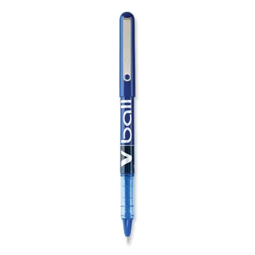 Pilot® VBall Liquid Ink Rollerball Pen, Extra-Fine 0.5 mm, Blue Ink, Blue/Clear Barrel, Dozen