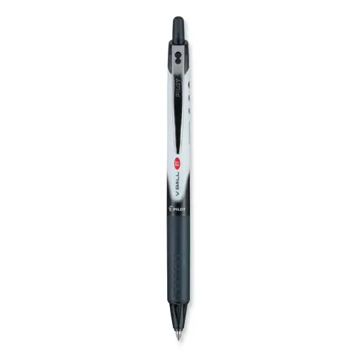 Pilot® VBall RT Liquid Ink Rollerball Pen, Retractable, Extra-Fine 0.5 mm, Black Ink, Black/White Barrel