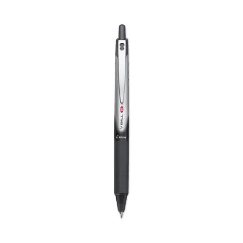 Pilot® VBall RT Liquid Ink Rollerball Pen, Retractable, Fine 0.7 mm, Black Ink, Black/White Barrel