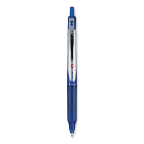 Pilot® VBall RT Liquid Ink Rollerball Pen, Retractable, Fine 0.7 mm, Blue Ink, Blue/White Barrel