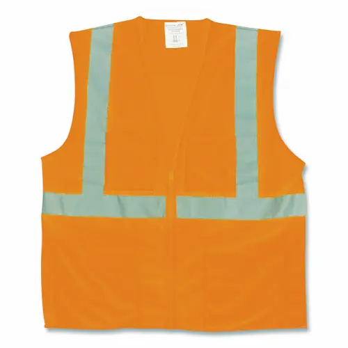 PIP ANSI Class 2 Two-Pocket Zipper Mesh Safety Vest, 2X-Large, Orange