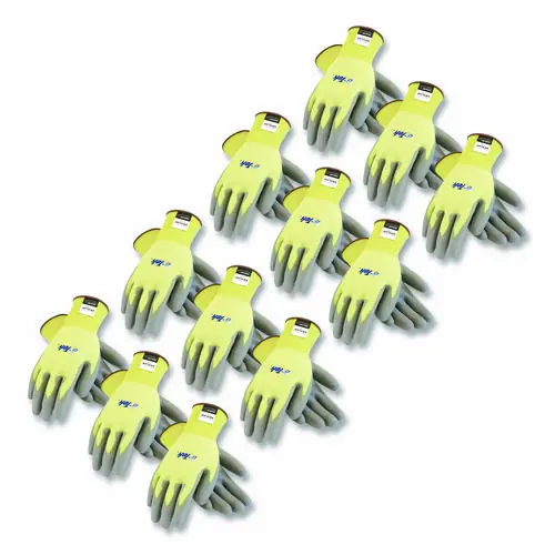 PIP G-Tek KEV Cut-Resistant Seamless-Knit Gloves, Large (Size 9), Yellow/Gray, 12 Pairs